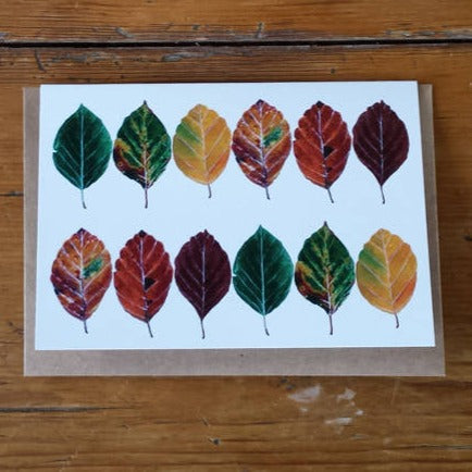Beech Leaves Greeting card by Alice Draws The Line, fall leaves