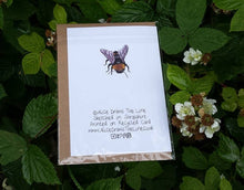 Load image into Gallery viewer, Bee Greeting card by Alice Draws The Line, recycled card and blank inside