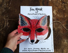 Load image into Gallery viewer, Fox mask by Alice Draws the Line for adults and children, party mask, dressing up, children&#39;s gift