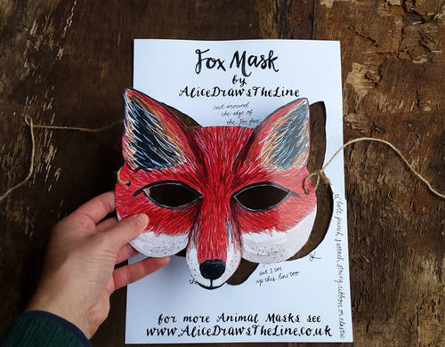 Fox mask by Alice Draws the Line for adults and children, party mask, dressing up, children's gift