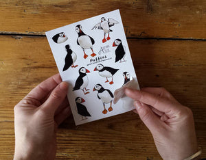 Puffin Sticker Sheet by Alice Draws The Line