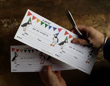 Load image into Gallery viewer, Puffin &amp; bunting Printable party invites