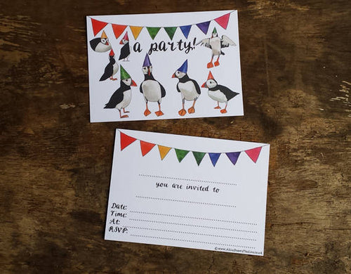 Puffin and Bunting Party Invitations