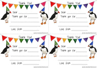 Printable Puffin & bunting Thank You cards