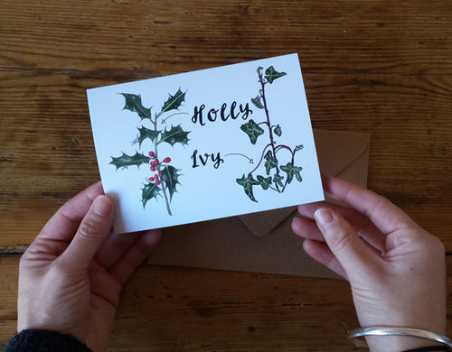 Holly and Ivy Illustrated Christmas Card
