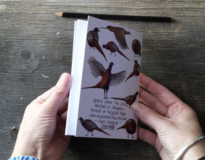 Pheasants Notebook by Alice Draws The Line, recycled paper, A6 paper