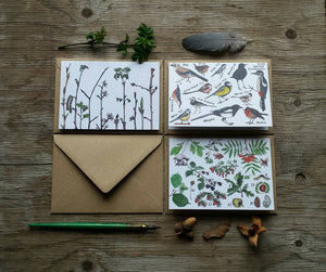 Flora and Fauna pack of 3 Greetings Cards