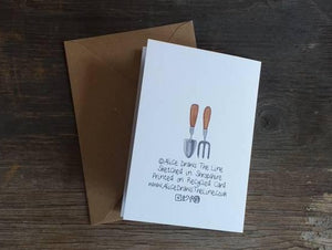 Gardener's Allotment greeting card by Alice Draws The Line, veg garden, allotment, gardener's card