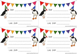 Printable Puffin Rainbow postcards