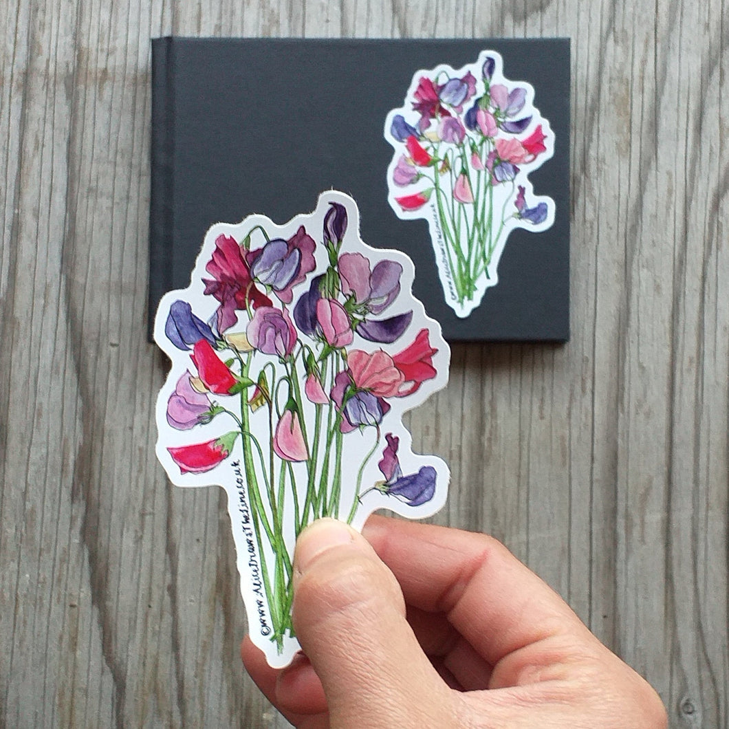 Sweet Pea Bouquet Sticker by Alice Draws The Line
