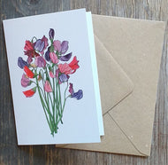 Sweet Pea Greeting Card, Blank inside