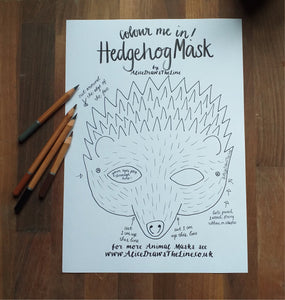 Printable Colour in Hedgehog mask