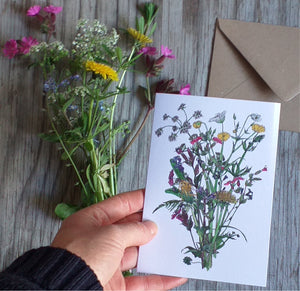 Spring Wildflower Bouquet Greeting Card, Blank inside