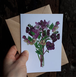 Hellebores Greeting Card, Blank inside