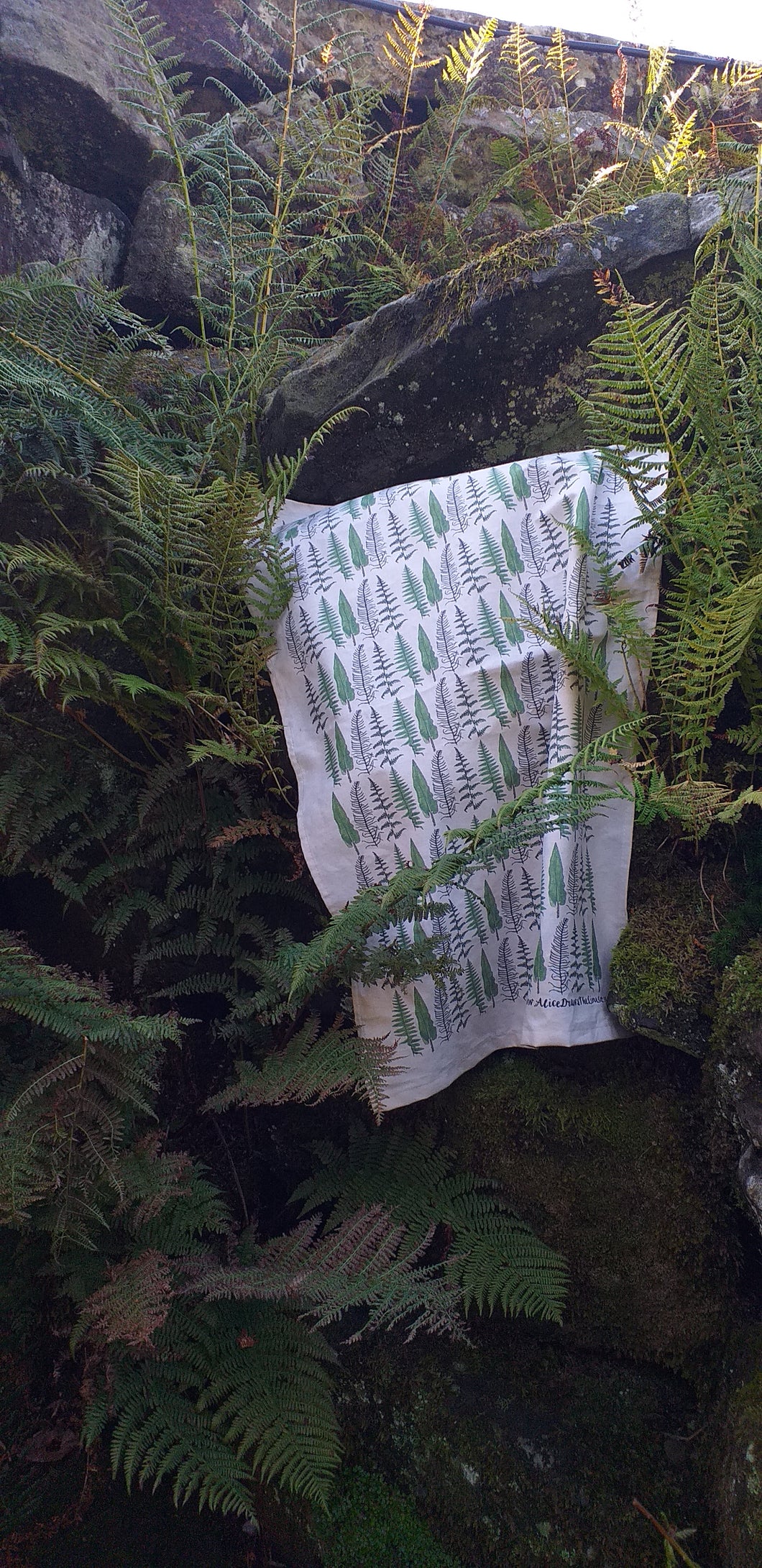 Ferns and Bracken unbleached organic cotton tea towel by Alice Draws the Line