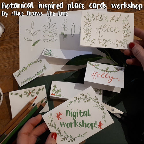 Botanical inspired place cards workshop (digital)