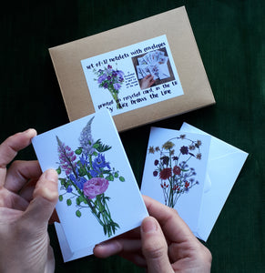 Set of 12 notelets by Alice Draws the Line, illustrated bouquets for each month of the year