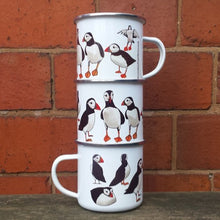 Load image into Gallery viewer, Puffin enamel mug by Alice Draws The Line